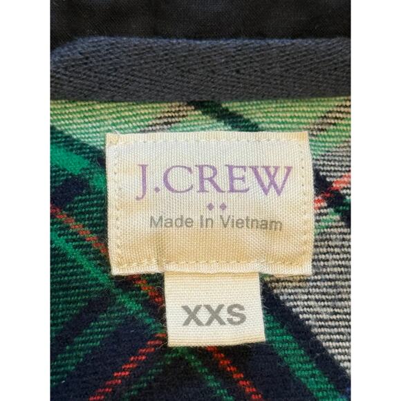 J.Crew Buffalo Plaid Flannel Top Women XX Small Green Blue 100% Cotton Gorpcore - Picture 5 of 7
